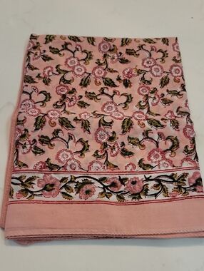Pink Floral Cotton Scarf Wrap